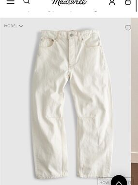 Madewell women's Off-White barrel Jeans